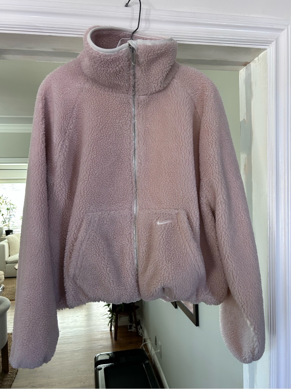 Nike Women's Light Pink Sherpa Zip-Up Jacket
